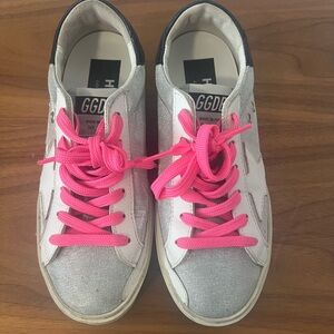 Golden Goose White and Pink Sneakers